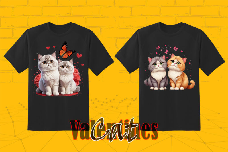 Abstract Couple Cat T-shirt Illustration