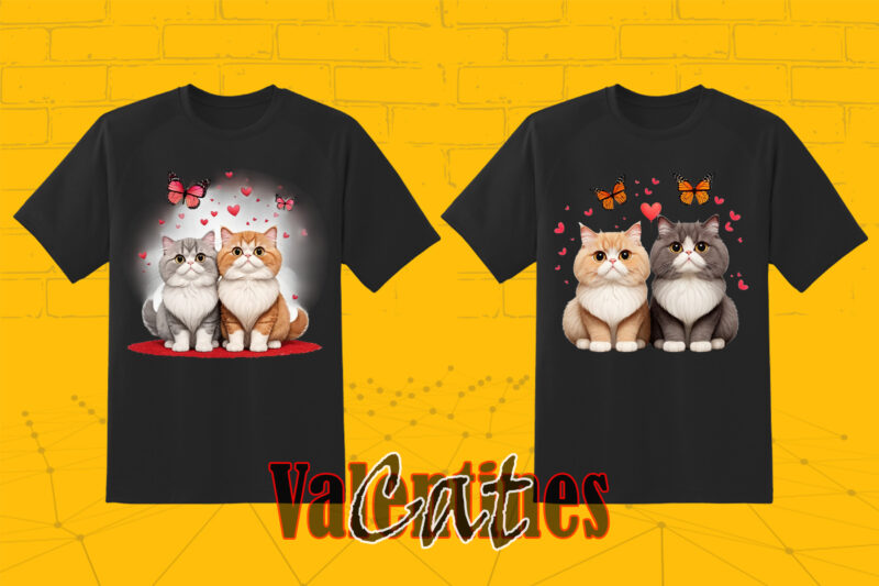 Abstract Couple Cat T-shirt Illustration