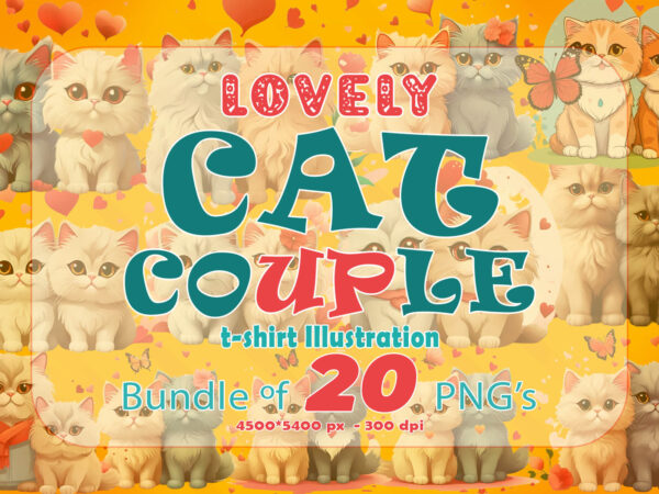 Valentine abstract cute cat couple illustration t-shirt design