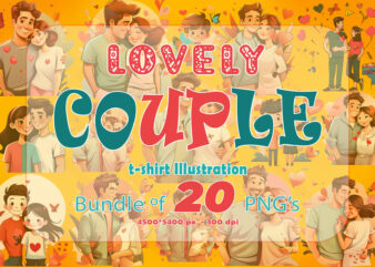 Loving Couple Illustration T-shirt Clipart for Your T-Shirt Business