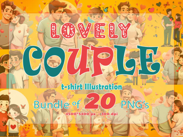 Loving couple illustration t-shirt clipart for your t-shirt business