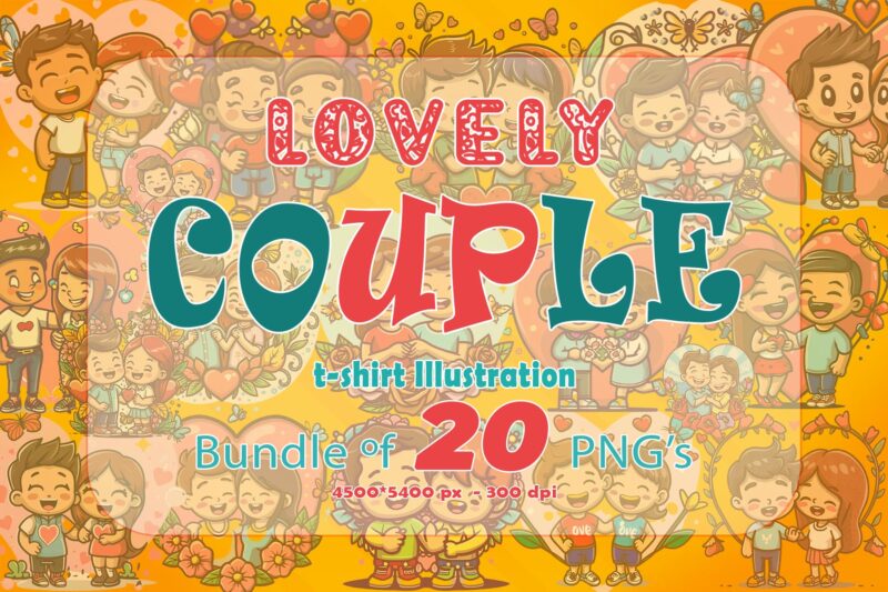 Abstract Couple T-shirt Illustration T-shirt Design Bundle