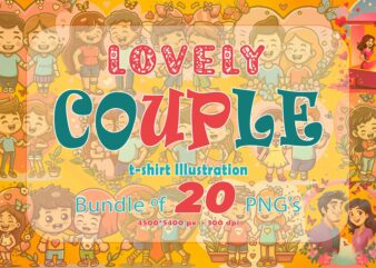 Fantasy valentine abstract cute couple illustration t-shirt design bundle