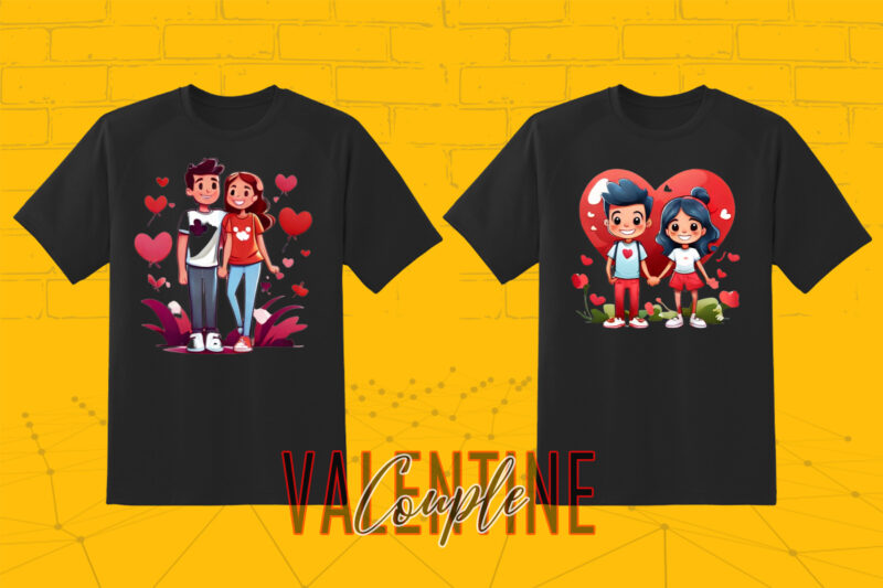 Loving Couple Illustration T-shirt Clipart for Your T-Shirt Business