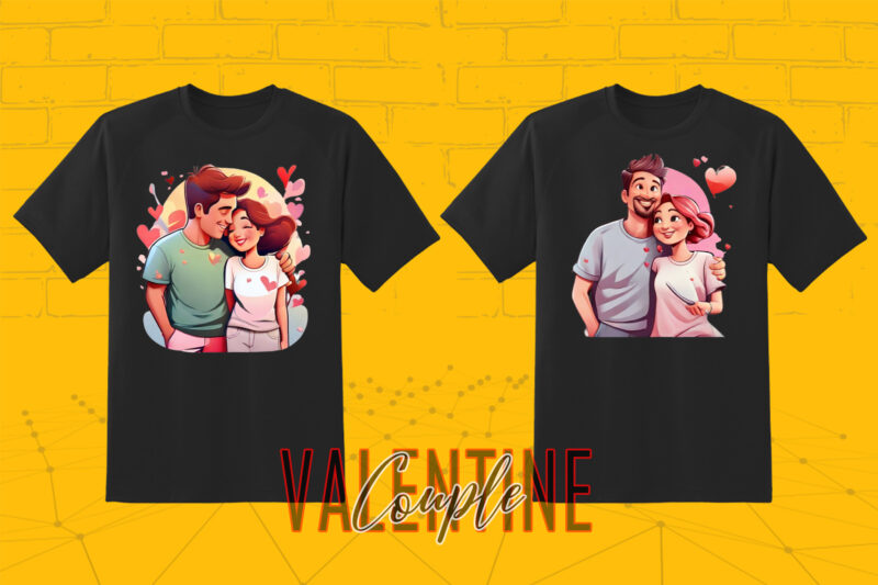 Loving Couple Illustration T-shirt Clipart for Your T-Shirt Business