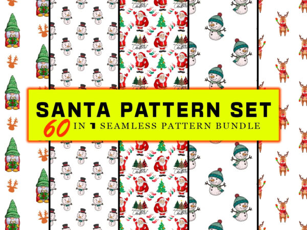 60 christmas santa seamless pattern bundle