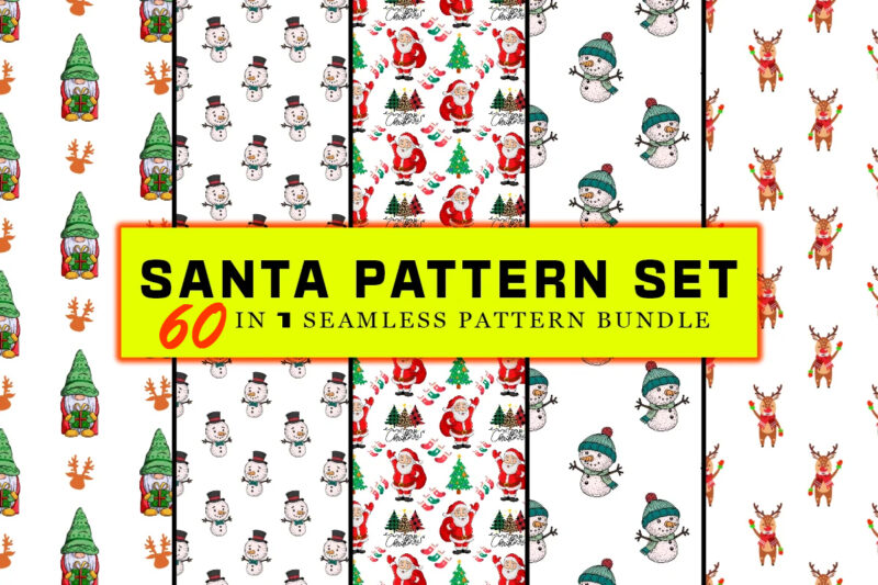 60 Christmas Santa Seamless Pattern Bundle