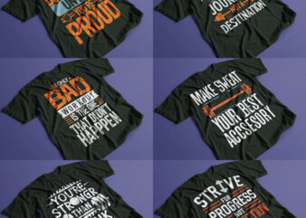 10 Gym 2024 trendy t-shirt typography designs
