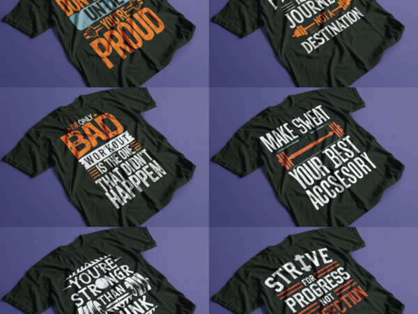 10 gym 2024 trendy t-shirt typography designs