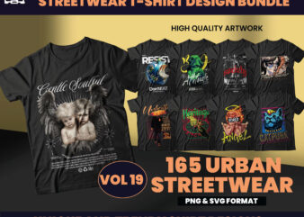 165 Urban Streetwear Designs, T-shirt Design bundle, Streetwear Designs, Aesthetic Design, shirt designs, Graphics shirt, DTF, DTG