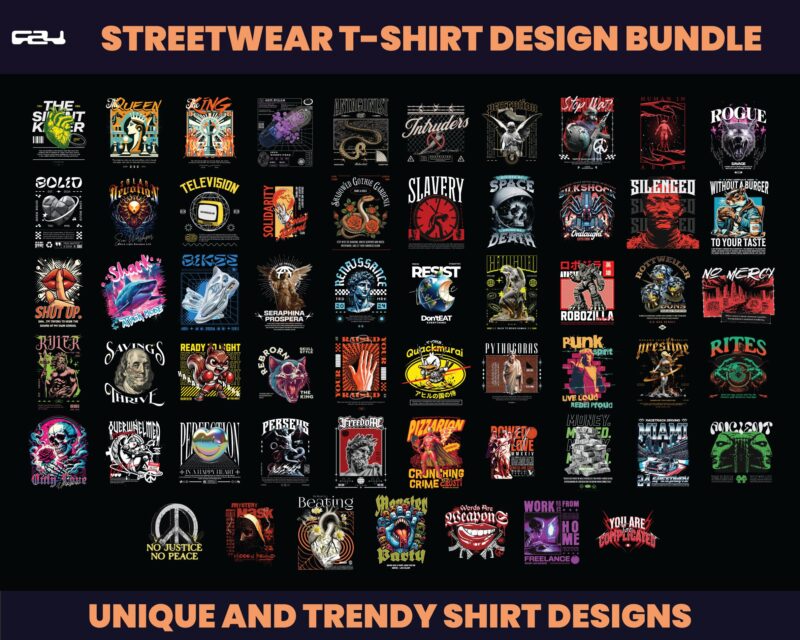 165 Urban Streetwear Designs, T-shirt Design bundle, Streetwear Designs, Aesthetic Design, shirt designs, Graphics shirt, DTF, DTG