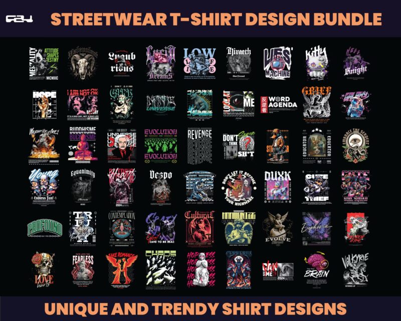 165 Urban Streetwear Designs, T-shirt Design bundle, Streetwear Designs, Aesthetic Design, shirt designs, Graphics shirt, DTF, DTG