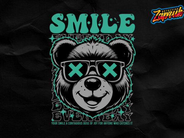 Urban style tshirt design – smile teddy bear – vector art t-shirt design png, eps, ai, dxf, svg