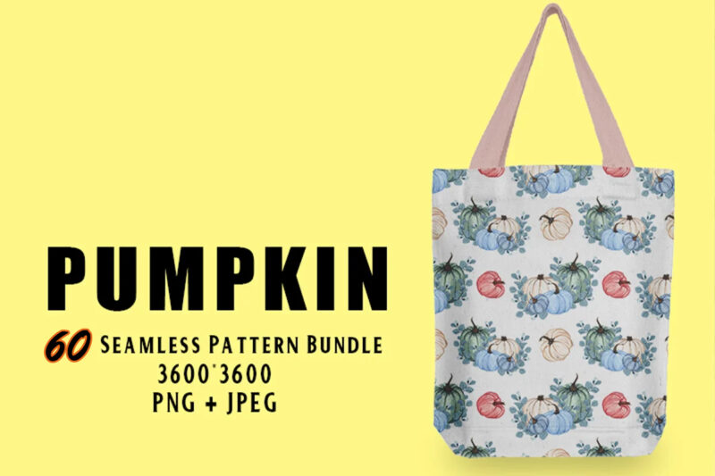Pumpkin Seamless Pattern 60 Illustration Bundle