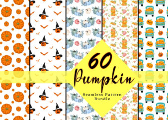 Pumpkin Seamless Pattern 60 Illustration Bundle