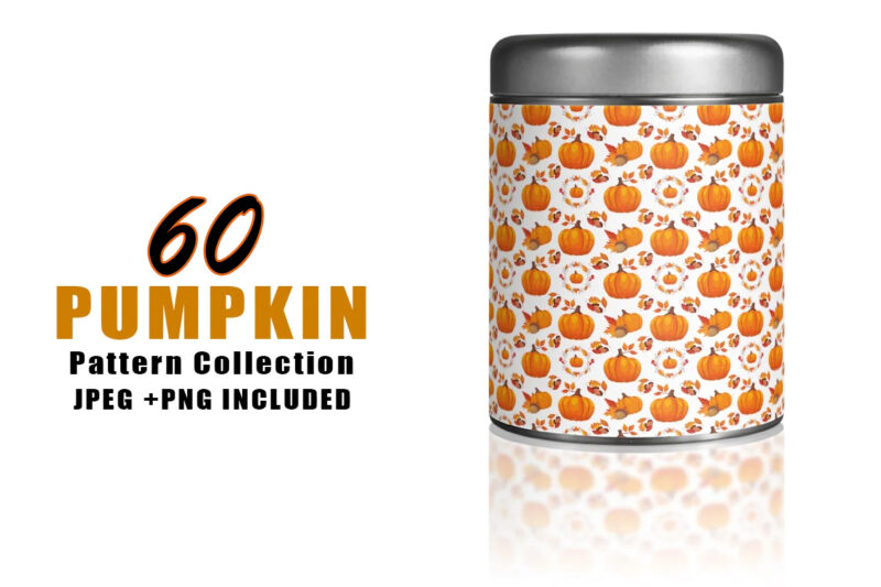 Pumpkin Seamless Pattern 60 Illustration Bundle