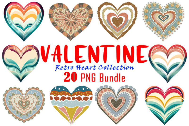 Valentines Day Vintage Heart Illustration T-shirt Clipart