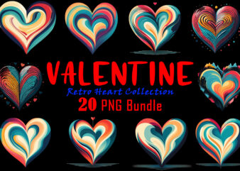 Fantasy Valentine Abstract Retro Vintage Heart Illustration T-Shirt Design Inspiration Bundle
