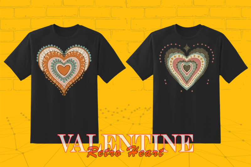 Valentines Day Vintage Heart Illustration T-shirt Clipart