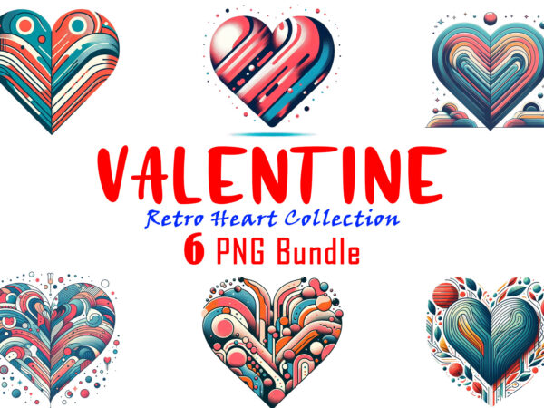 Cartoon valentines day boho heart illustration t-shirt bundle