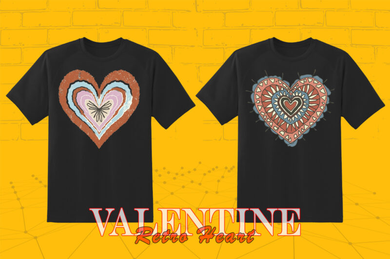 Valentines Day Vintage Heart Illustration T-shirt Clipart
