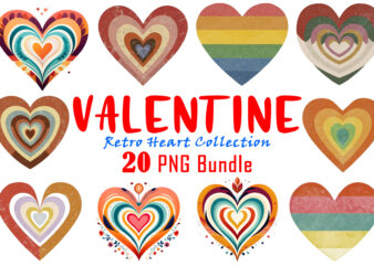 Love for Valentines Day Vintage Heart Illustration Clipart Bundle