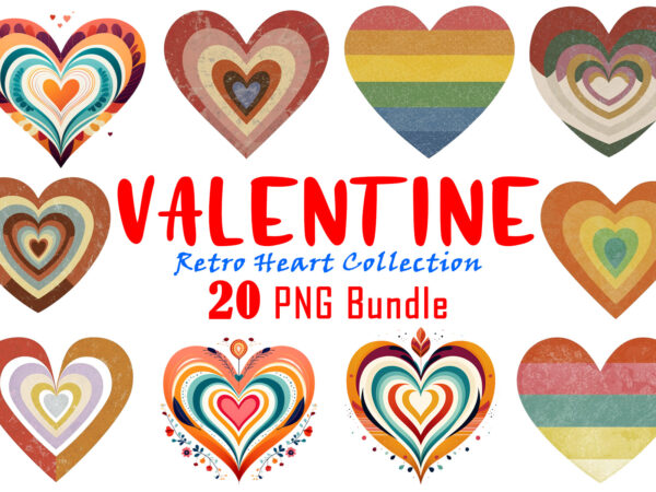 Love for valentines day vintage heart illustration clipart bundle t shirt vector graphic