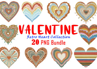 Valentines Day Retro Heart Illustration T-shirt Clipart crafted for Print on Demand websites