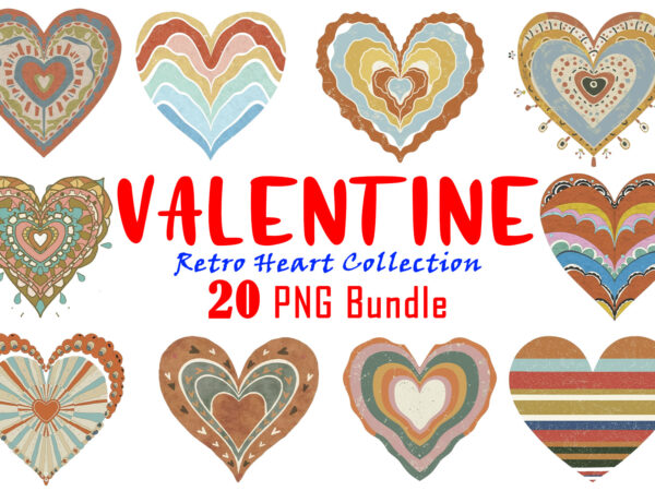 Valentines day retro heart illustration t-shirt clipart crafted for print on demand websites