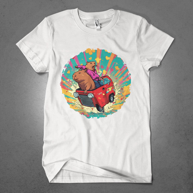 20 capybara lover tshirt design bundle illustration