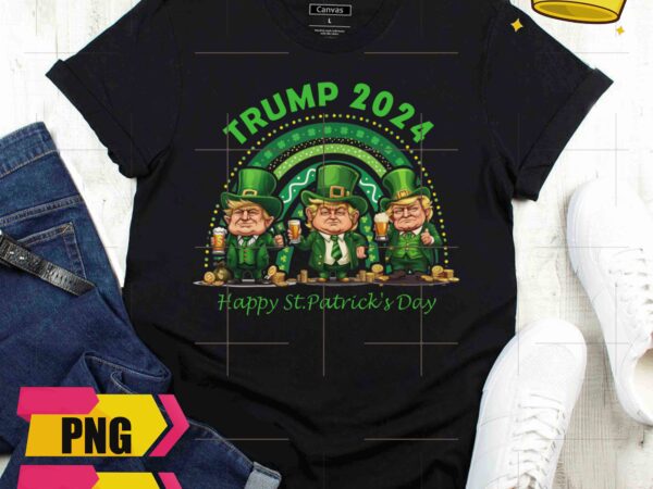 Trump 2024 three trump chibi green rainbow happy st patricks day 2024 design png shirt
