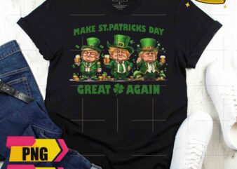 Three trump make st patrick's day great again trump chibi 2024 drinking beer design png shirt