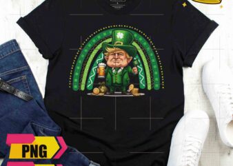 Trump 2024 Saint Patrick Day Rainbow Green Love Vote Trump Lucky Design PNG Shirt