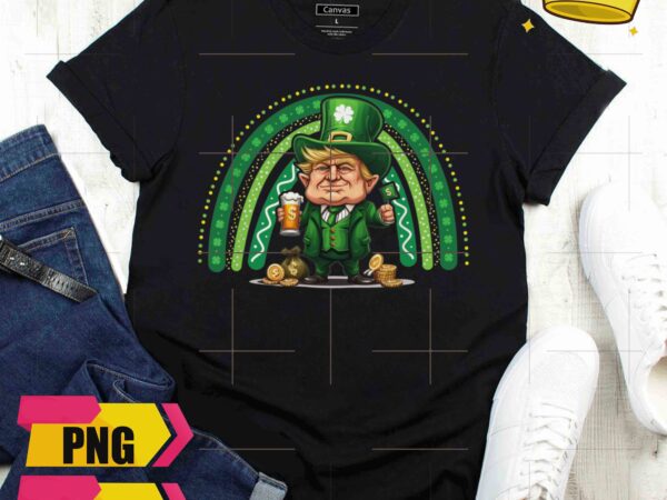 Trump 2024 saint patrick day rainbow green love vote trump lucky design png shirt