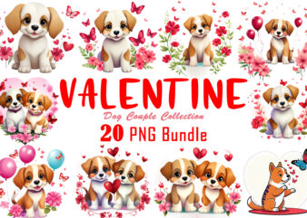 Passion Valentines Day Dog Couple Cartoon Character Illustration T-shirt Clipart for Trendy T-Shirt Designs