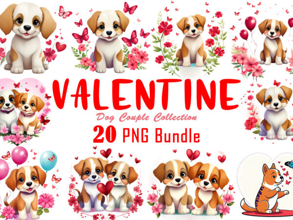 Passion valentines day dog couple cartoon character illustration t-shirt clipart for trendy t-shirt designs