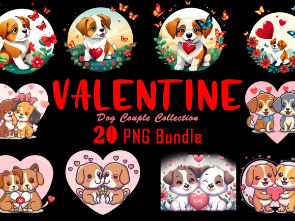 Valentines day dog couple cartoon character illustration t-shirt clipart bundle for trendy t-shirt designs Valentines day dog couple cartoon character illustration t-shirt clipart bundle for trendy t-shirt designs