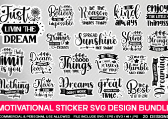 Motivational Sticker Svg Bundle t shirt designs for sale