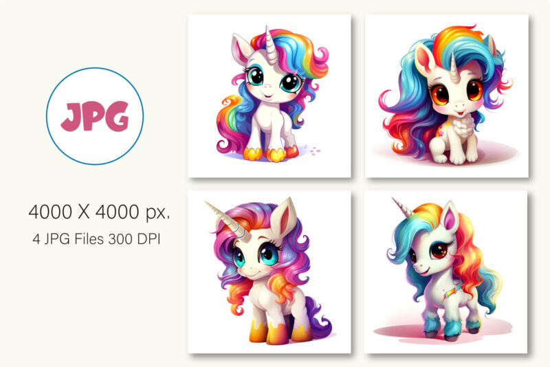 Cute rainbow unicorns 05. TShirt Sticker.