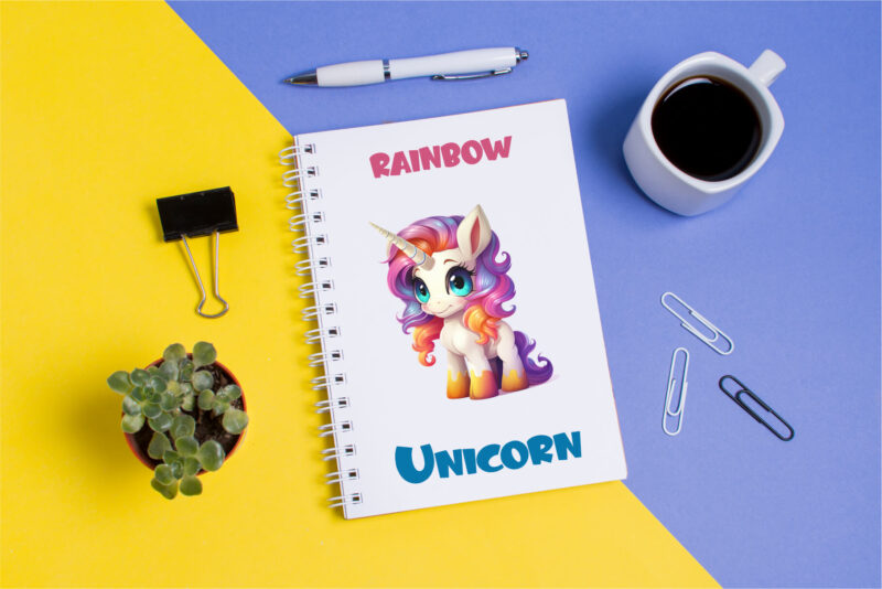 Cute rainbow unicorns 05. TShirt Sticker.