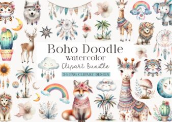 Cute boho doodle clipart bundle