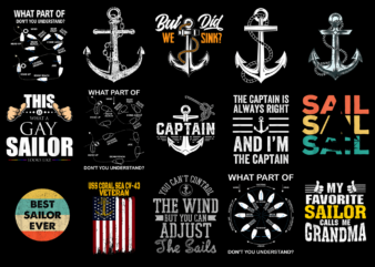 15 sailor shirt designs bundle p1, sailor t-shirt, sailor png file, sailor digital file, sailor gift, sailor download, sailor design