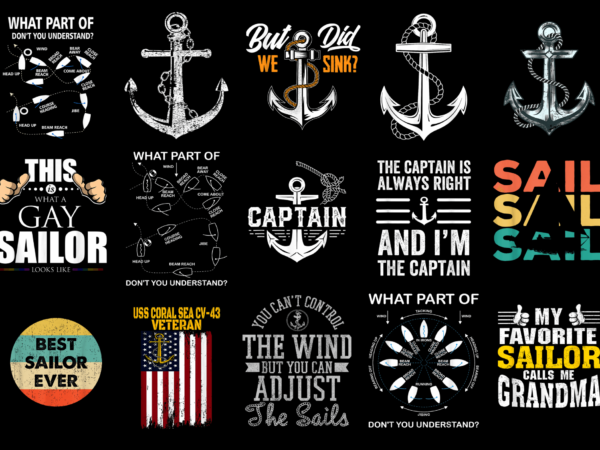 15 sailor shirt designs bundle p1, sailor t-shirt, sailor png file, sailor digital file, sailor gift, sailor download, sailor design