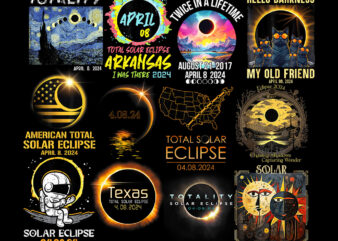 Total solar eclipse 2024 shirt designs bundle, total solar eclipse png