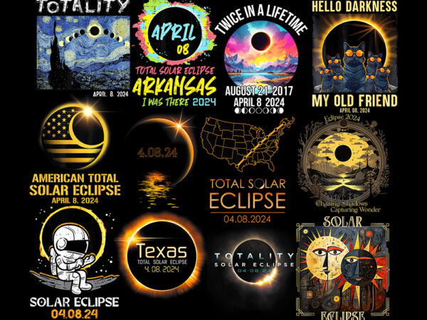 Total solar eclipse 2024 shirt designs bundle, total solar eclipse png
