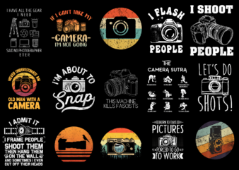 15 Camera Shirt Designs Bundle P1, Camera T-shirt, Camera png file, Camera digital file, Camera gift, Camera download, Camera design