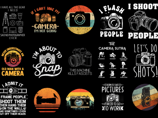 15 camera shirt designs bundle p1, camera t-shirt, camera png file, camera digital file, camera gift, camera download, camera design