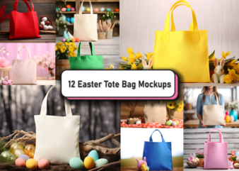 Easter Sunday Tote Bag Mockup Bundle vector clipart