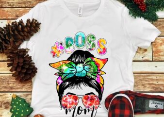 Boss Mom Colorful Png, Boss Mom Tie Dye Png