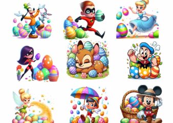 Cartoon Easter Character Png Bundle, Spring Easter Png, Happy Easter Day Png, Superhero Easter Png, Princess Easter Egg